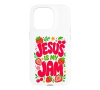 Custodia per iPhone 15 Pro Jesus is My Jam Cute Christian Strawberry Faith