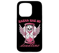 Custodia per iPhone 15 Pro Karma Has No Deadline - Clessidra gotica con teschio
