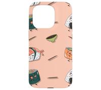 Custodia per iPhone 15 Pro Kawai Pattern Carino Sushi Maki Salsa di Soia Onigiri Giappone Divertente