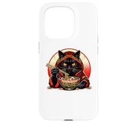 Custodia per iPhone 15 Pro Kawaii Ramen Cat giapponese xilografia Fuji Sunset Art