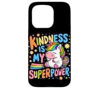 Custodia per iPhone 15 Pro Kindness is My Superpower Be Kind Unicorn Anti Bullismo Bambini
