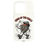 Custodia per iPhone 15 Pro King of the Coals Retro Cartoon BBQ Kettle Grill Grill