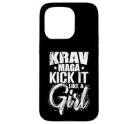 Custodia per iPhone 15 Pro Krav Maga Kick It Like a Girl Elegance in azione