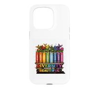 Custodia per iPhone 15 Pro La diversità ci rende bellissimi libri arcobaleno fiori