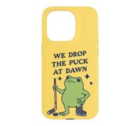 Custodia per iPhone 15 Pro Lasciamo cadere il disco all'alba Funny Hockey Frog