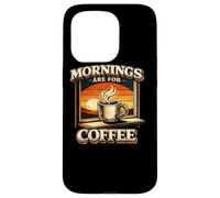 Custodia per iPhone 15 Pro Le mattine sono per il caffè Caffeina vintage al tramonto