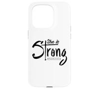 Custodia per iPhone 15 Pro Lei è forte Proverbi 31:25 Fede delle donne cristiane
