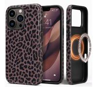 Custodia per iPhone 15 Pro Leo, per MagSafe, motivo leopardato, marrone | Aesthetic - Custodia con stampa leopardata colorata, autunno, primavera, per donne, ragazze, signore, motivo leopardato