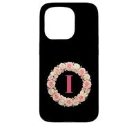 Custodia per iPhone 15 Pro Letter H Floral Monogram Initial Name Pink White Flower