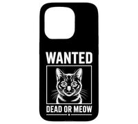 Custodia per iPhone 15 Pro Lettera a spina gatto Wanted Dead or Meow