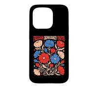 Custodia per iPhone 15 Pro Libertà Democrazia Verità Retro Floreale Patriottico Flower Art