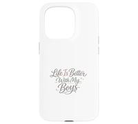Custodia per iPhone 15 Pro Life Is Better With My Boys Boy Mom Festa della mamma Regali