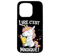 Custodia per iPhone 15 Pro Lire C Est Magique Licorne Lecture Enfants Francais