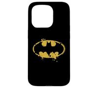 Custodia per iPhone 15 Pro Logo Batman Splash Emblema Graffiti Giallo su Nero