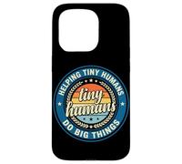 Custodia per iPhone 15 Pro Logo vintage con scritta "Helping Tiny Humans Do Big Things Teacher"