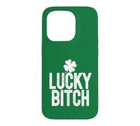 Custodia per iPhone 15 Pro LUCKY BITCH Divertente St Patricks Day Meme 4 Leaf Clover