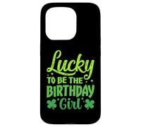 Custodia per iPhone 15 Pro Lucky to Be the Birthday Girl Shamrock St Patrick's Day