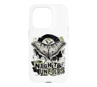 Custodia per iPhone 15 Pro Luna Moth Night si apre grunge collage