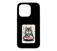 Custodia per iPhone 15 Pro Lupo Mangiare Sushi Giapponese Ramen Anime