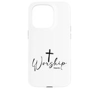 Custodia per iPhone 15 Pro Made To Worship Cross Salmo 95:1 Christian Believer