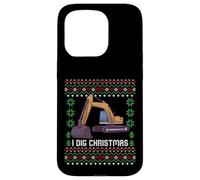 Custodia per iPhone 15 Pro Maglione natalizio I Dig Christmas Excavator Ugly