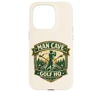 Custodia per iPhone 15 Pro Man Cave Golf Headquarters Vintage Retro Regalo per golfisti