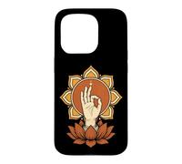 Custodia per iPhone 15 Pro Mano del risveglio Mudra Lotus Mandala meditazione buddista