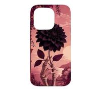 Custodia per iPhone 15 Pro Mano scheletro che tiene una dalia nera