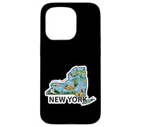 Custodia per iPhone 15 Pro Mappa Vintage di New York con Iconici Luoghi da Scoprire