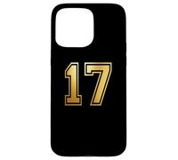 Custodia per iPhone 15 Pro Max 17 Numero diciassette, grafica per sport di squadra, abbinamento universitario