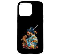 Custodia per iPhone 15 Pro Max Afro Americano Samurai Anime Cartoon Giapponese Bushido Guerriero