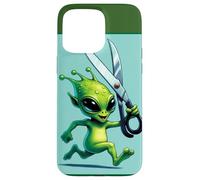 Custodia per iPhone 15 Pro Max Alien corre con le forbici divertente