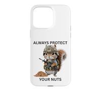 Custodia per iPhone 15 Pro Max Always Protect Your Nuts Cute Scoiattolo Indossare Militare