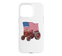 Custodia per iPhone 15 Pro Max American USA Flag Tractor Farmer