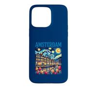 Custodia per iPhone 15 Pro Max Amsterdam In Notte Stellata Van Gogh Style Graphic
