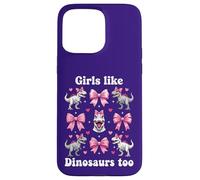 Custodia per iPhone 15 Pro Max Anche alle ragazze piacciono i dinosauri Pink Bow T-Rex Dino Lover Coquette
