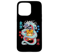 Custodia per iPhone 15 Pro Max Anime Kawaii Tigre Protetta Da Drago Giapponese