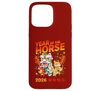 Custodia per iPhone 15 Pro Max Anno del Cavallo 2026 Capodanno Cinese Fuochi d'artificio Design