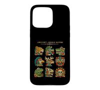 Custodia per iPhone 15 Pro Max Antichi glifi della giungla simboli animali mesoamericani