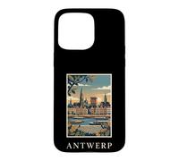 Custodia per iPhone 15 Pro Max Anversa, Belgio, fronte fiume, orizzonte, viaggio, arte