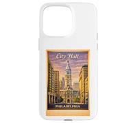 Custodia per iPhone 15 Pro Max Arte di viaggio storica americana vintage del municipio di Philadelphia