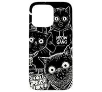 Custodia per iPhone 15 Pro Max Arte urbana retrò Meow Gang Thug Cats Scratch Life