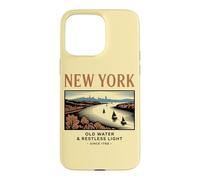 Custodia per iPhone 15 Pro Max Arte Vintage di New York: Acqua e Luce Inquieta
