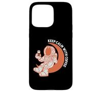 Custodia per iPhone 15 Pro Max Astronaut Keep Calm With Coffee Astronaut Funny Coffee Lover
