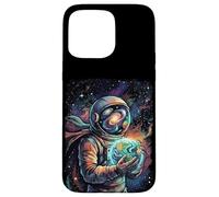 Custodia per iPhone 15 Pro Max Astronauta cosmico Holding Terra Spazio Galaxy