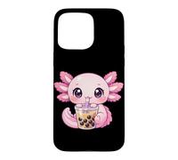 Custodia per iPhone 15 Pro Max Axolotl Bere Boba Tea Kawaii Tapioca Bubble Milk Tea