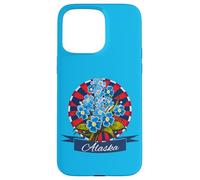 Custodia per iPhone 15 Pro Max Bandiera dell'Alaska Alpine Forget Me Not Patriotic Proud Alaska USA