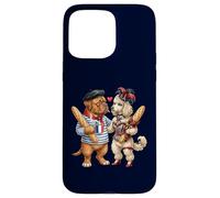 Custodia per iPhone 15 Pro Max Barboncino + cane bordeaux coppia innamorata bandiera Francia