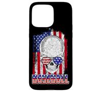 Custodia per iPhone 15 Pro Max Baseball American Flag Skull Sunglass Patriotic 4th July