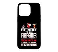 Custodia per iPhone 15 Pro Max Be Nice To The Firefighter Santa Is Watching Funny Christmas